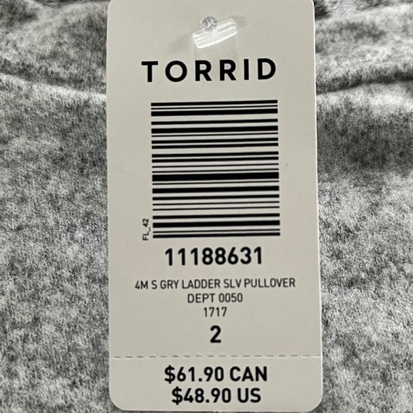 Torrid Gray Ladder Sleeve Pullover - Picture 7 of 7